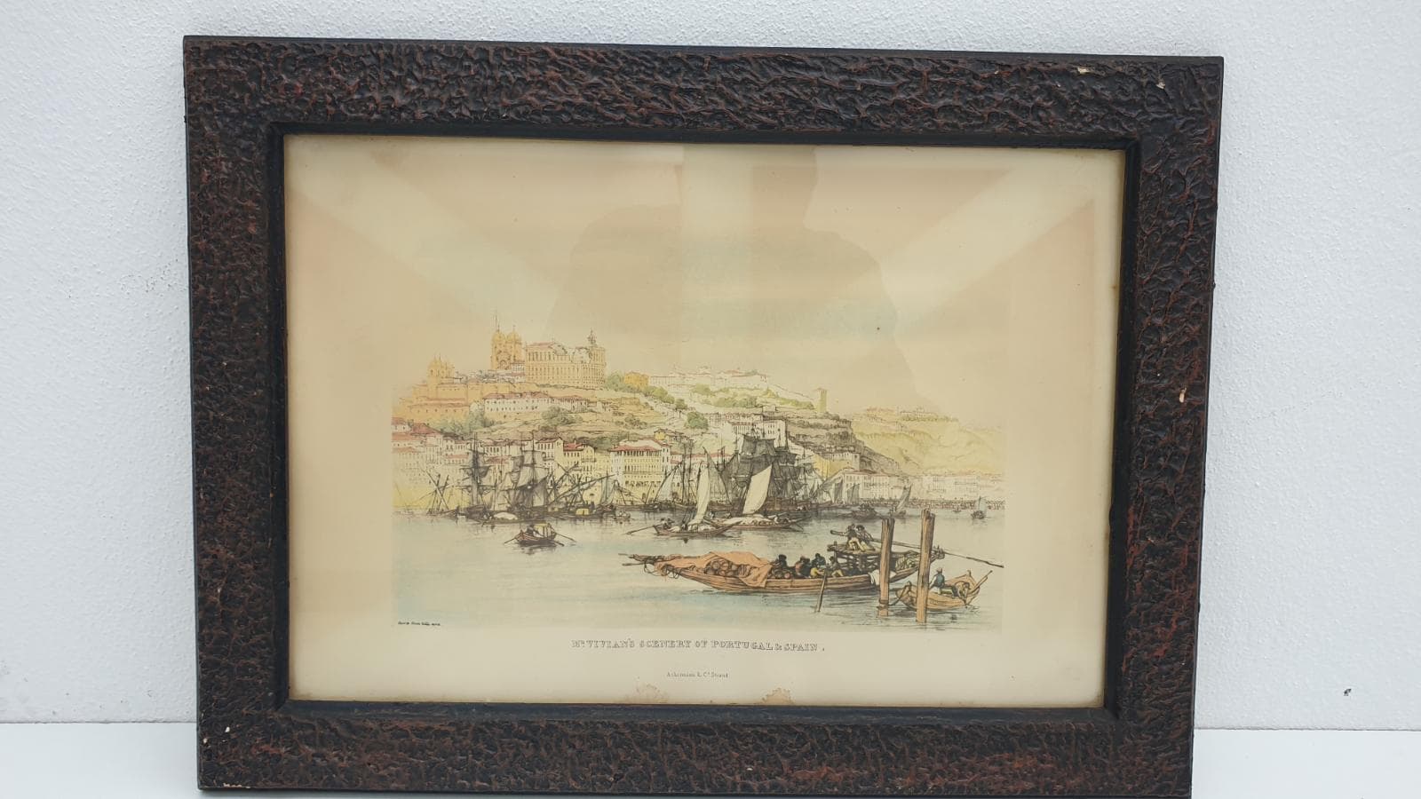 Estampa inglesa a cores, com vista da cidade do Porto antigo — imagem 2