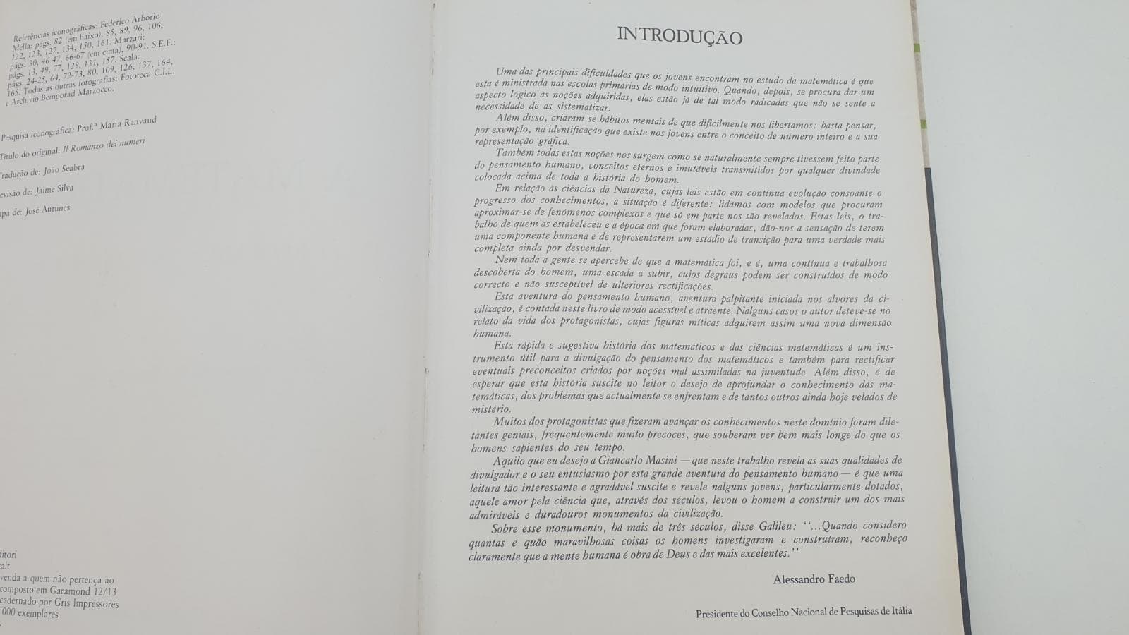 Livro de “GIANCARLO MASINI”, com título “O ROMANCE DOS NUMEROS” — imagen 2