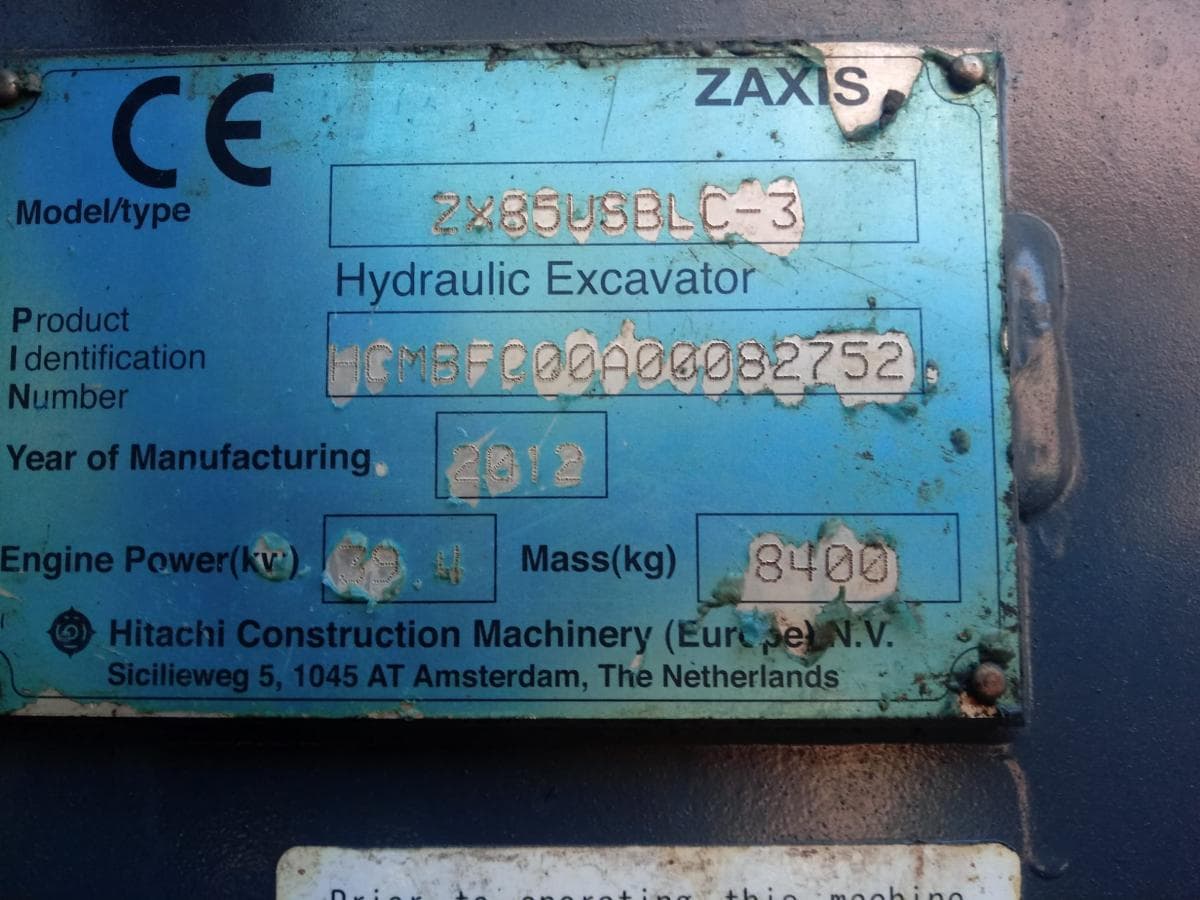 Mini Excavadora Hitachi ZX85USBLC-3 8,4 Tn — imagen 5