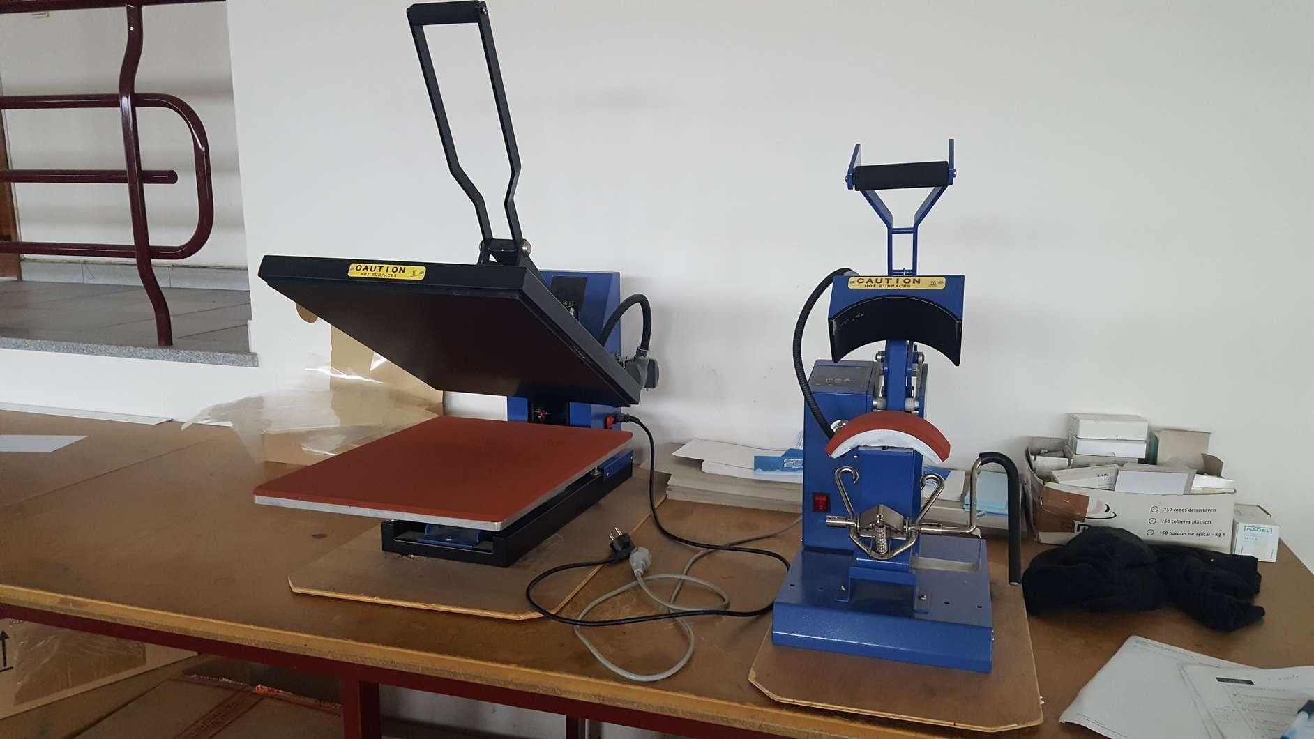 Agrafadora de pedal. + 2 Prensas térmicas para estampagem têxtil, sem marca visível. · — imagen 2
