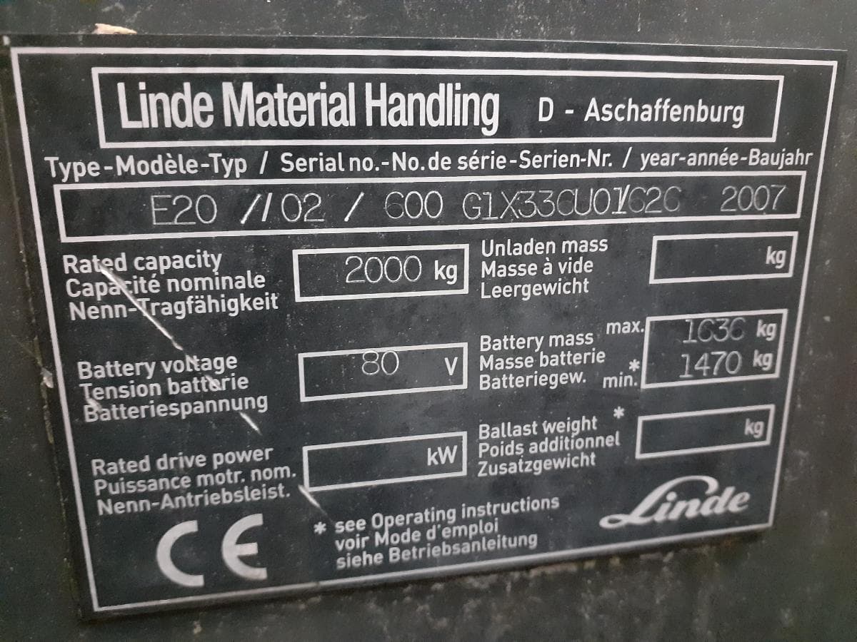 Empilhador Linde E20 · Elétrico · Ano 2007 — imagem 10