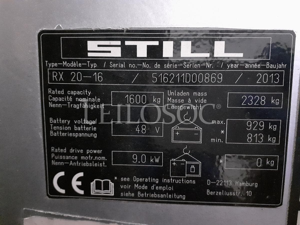 Empilhador Elétrico Still RX 20 16 · Ano 2013 — imagen 10