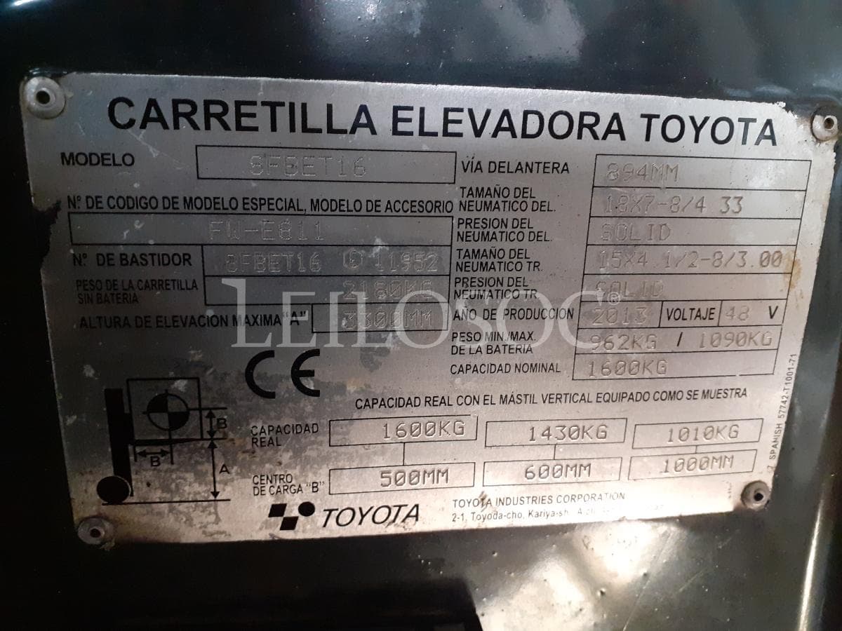 Empilhador Elétrico Toyota · 1600kg — image 12