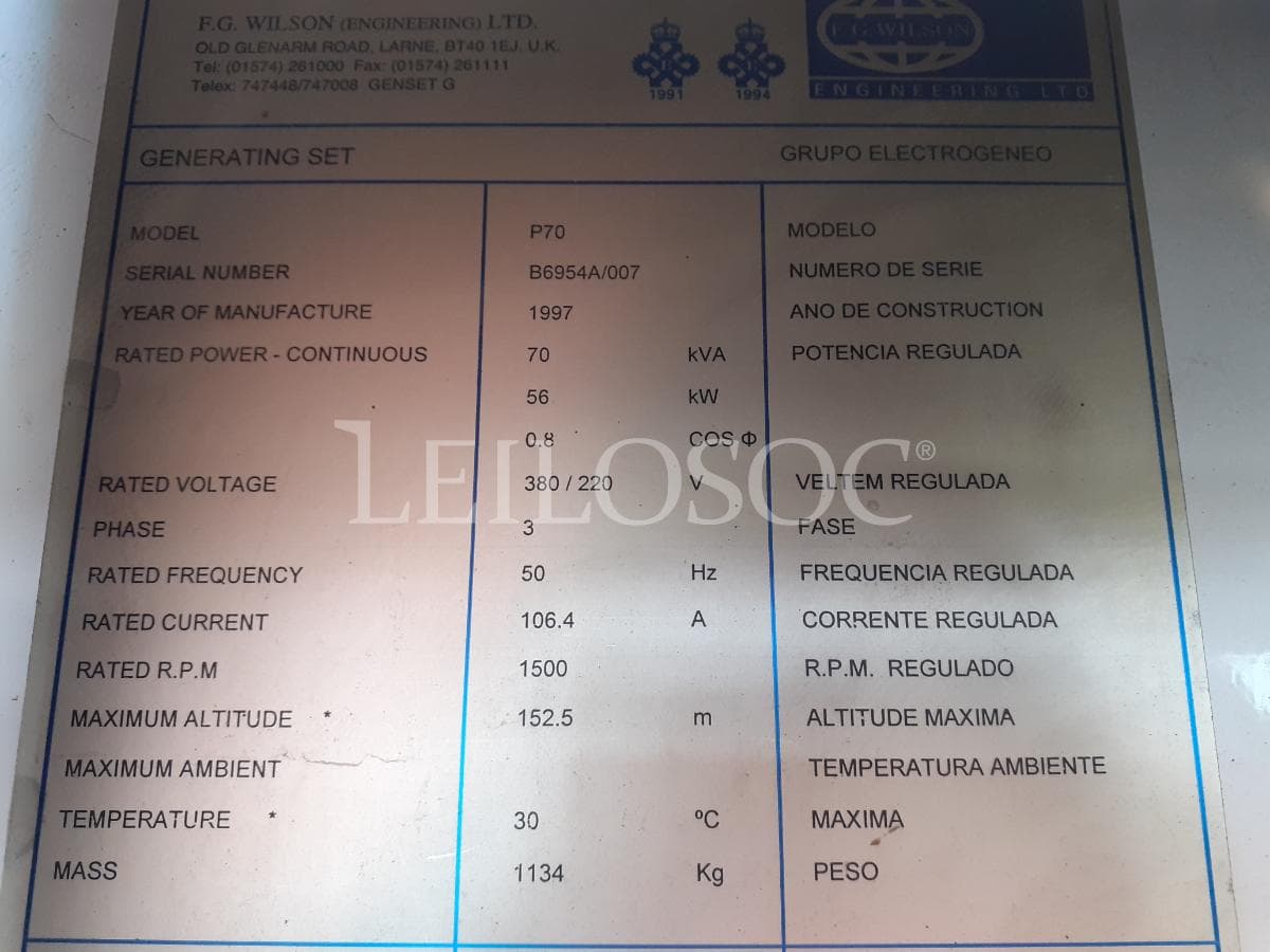 Gerador FG Wilson · Ano 1996 — imagen 13