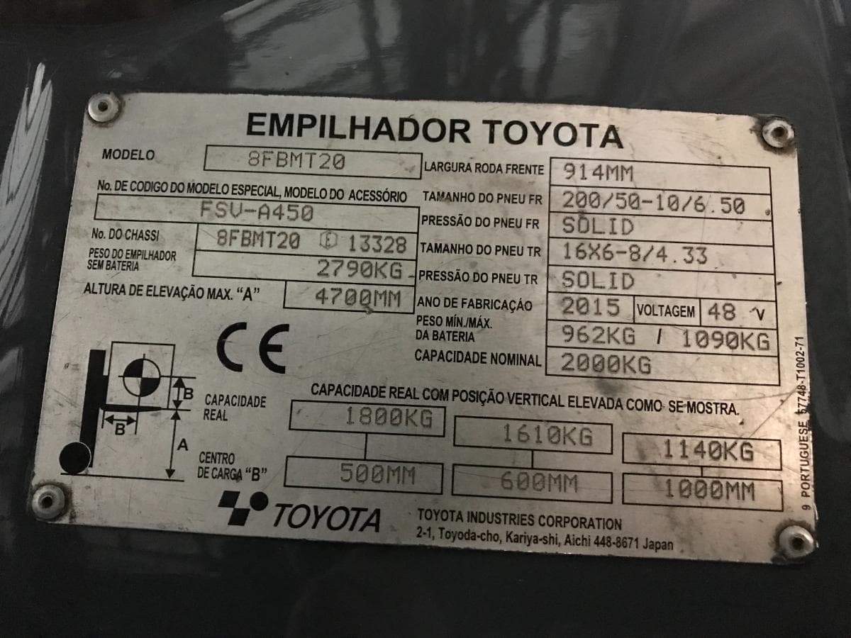 Empilhador Elétrico Toyota 2000 KG — imagen 12