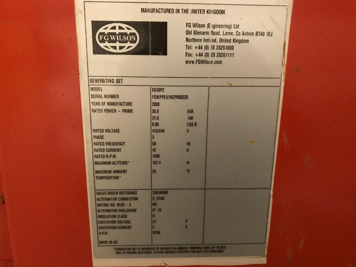 Gerador FG Wilson 27 KVA · Ano 2008 — imagem 7