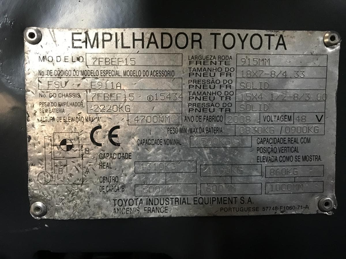 Empilhador Toyota · Elétrico · 1500kg — imagen 13
