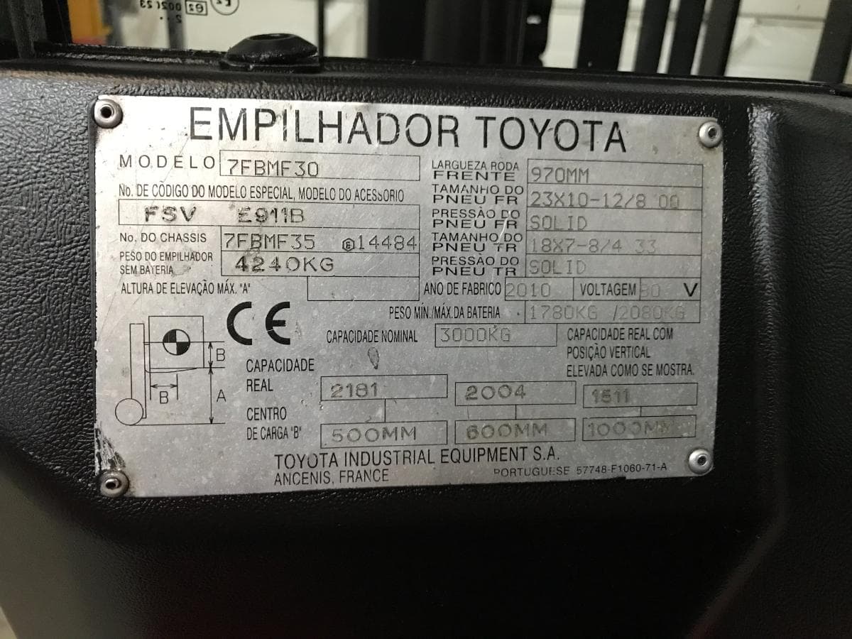 Empilhador Toyota 7FBM30 · 3000kgs — image 11