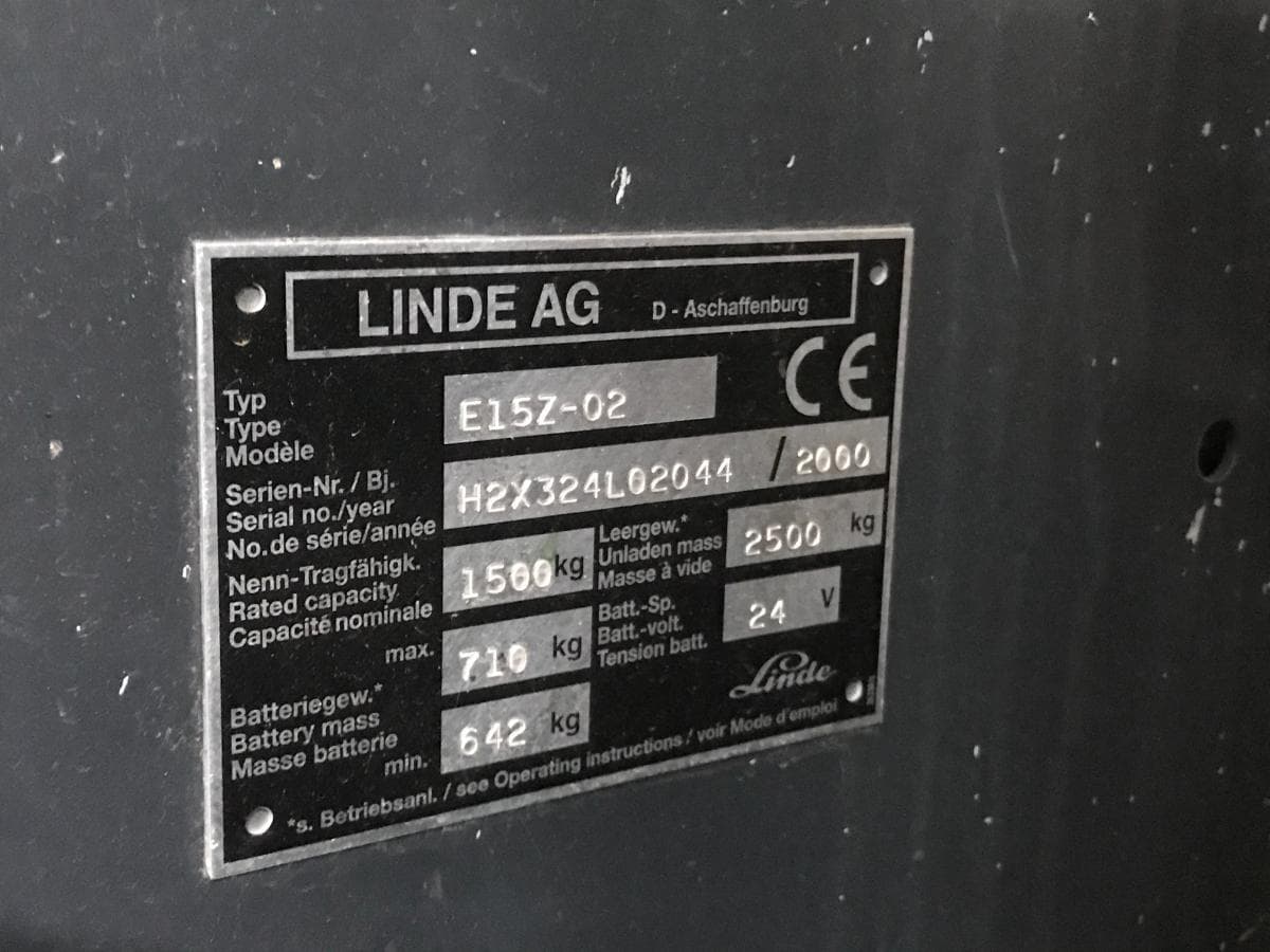 Empilhador Elétrico Linde E15Z · 1500Kg — imagem 6