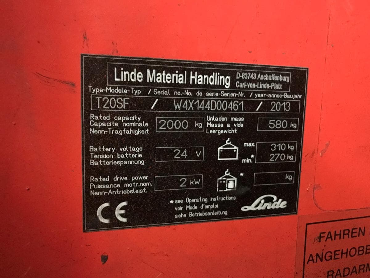 Porta Paletes Linde T20 SF · 2000Kg — imagen 9
