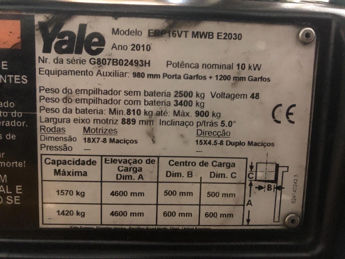 Empilhador Elétrico Yale 1600kg — imagem 18