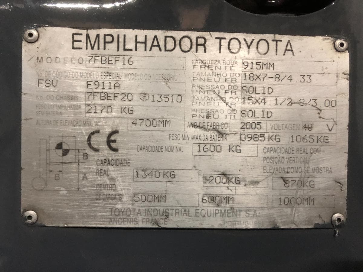 Empilhador Elétrico Toyota 1600 KG — imagen 18