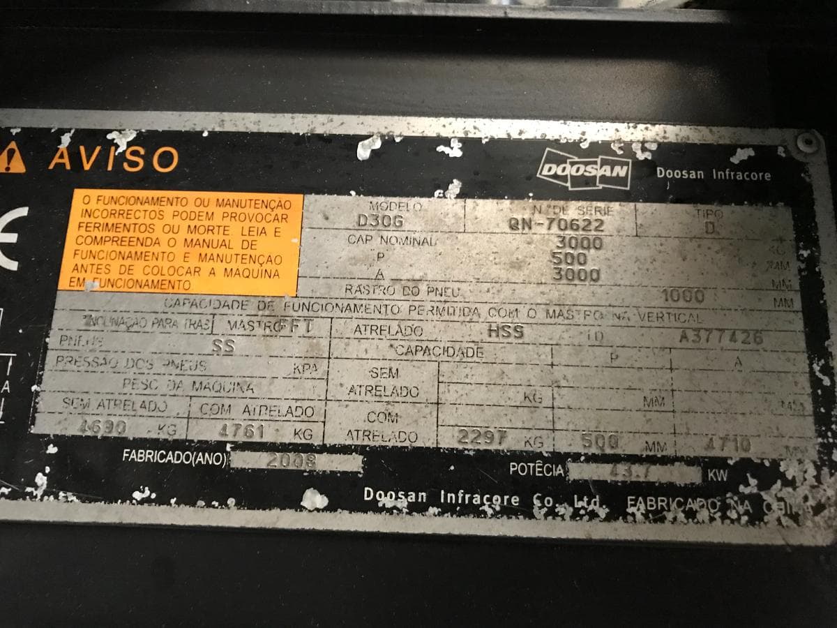 Empilhador Doosan D30 G 3000Kg — imagem 11