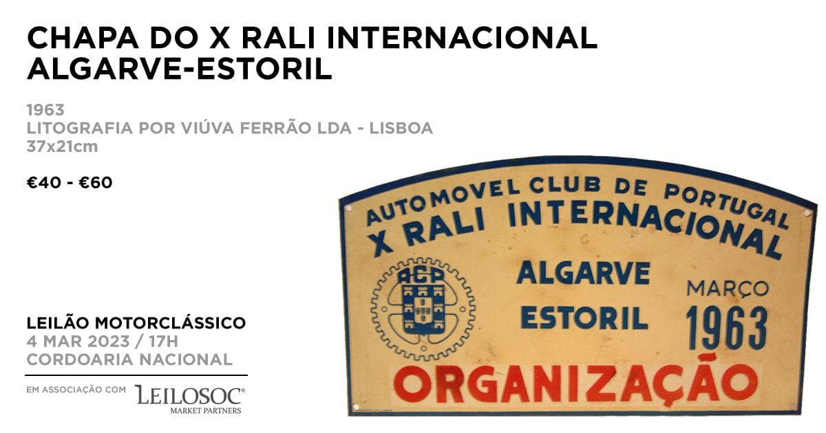 Chapa do X Rali Internacional Algarve-Estoril — imagem 1
