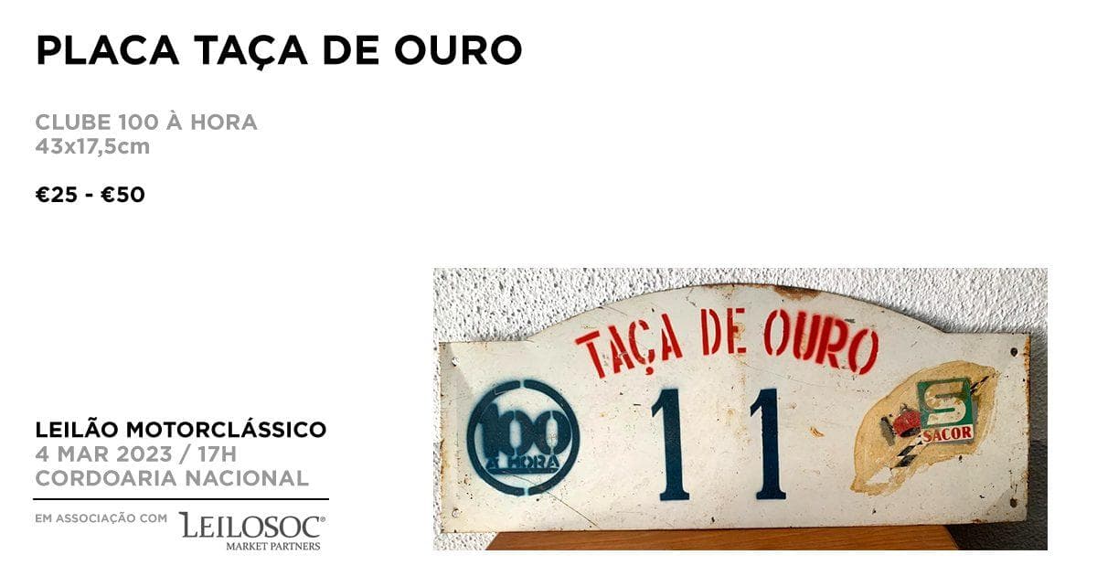 Placa TAÇA DE OURO — imagen 1