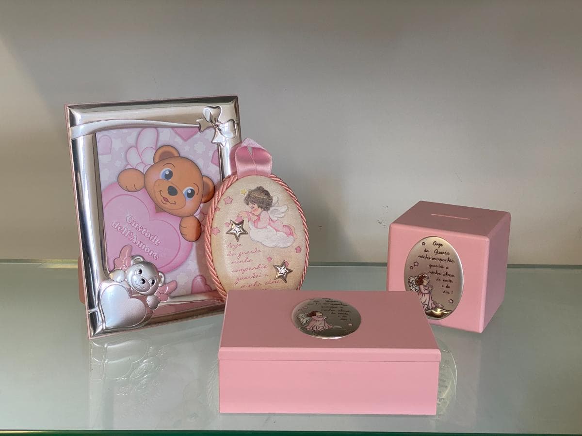 Caixa de bebé + Mealheiro + Moldura de Bebé + Medalha de Berço