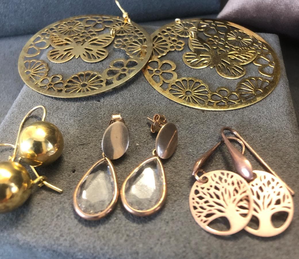 Boucles d'oreilles en argent et autres matériaux — image 2