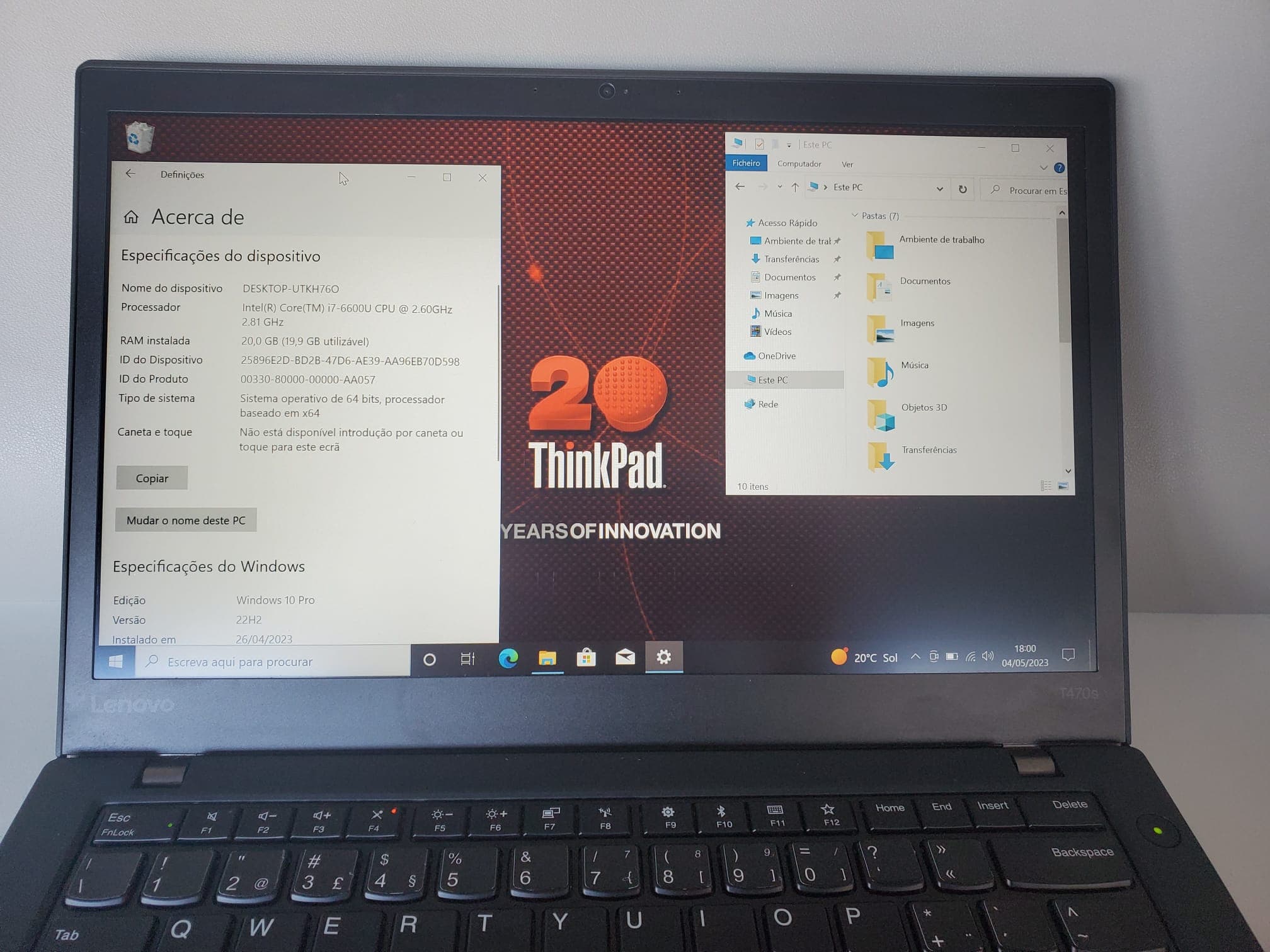 Portátil Lenovo ThinkPad T470s — imagem 4