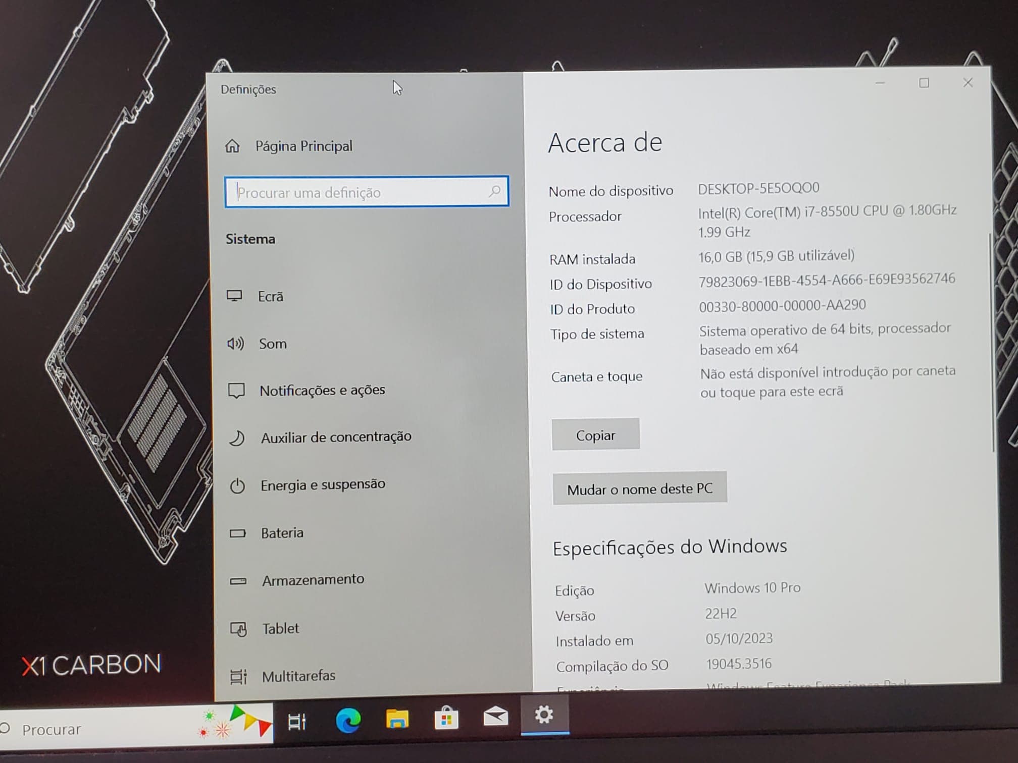 Portátil Lenovo ThinkPad X1 Carbon Sexta Geração — image 10