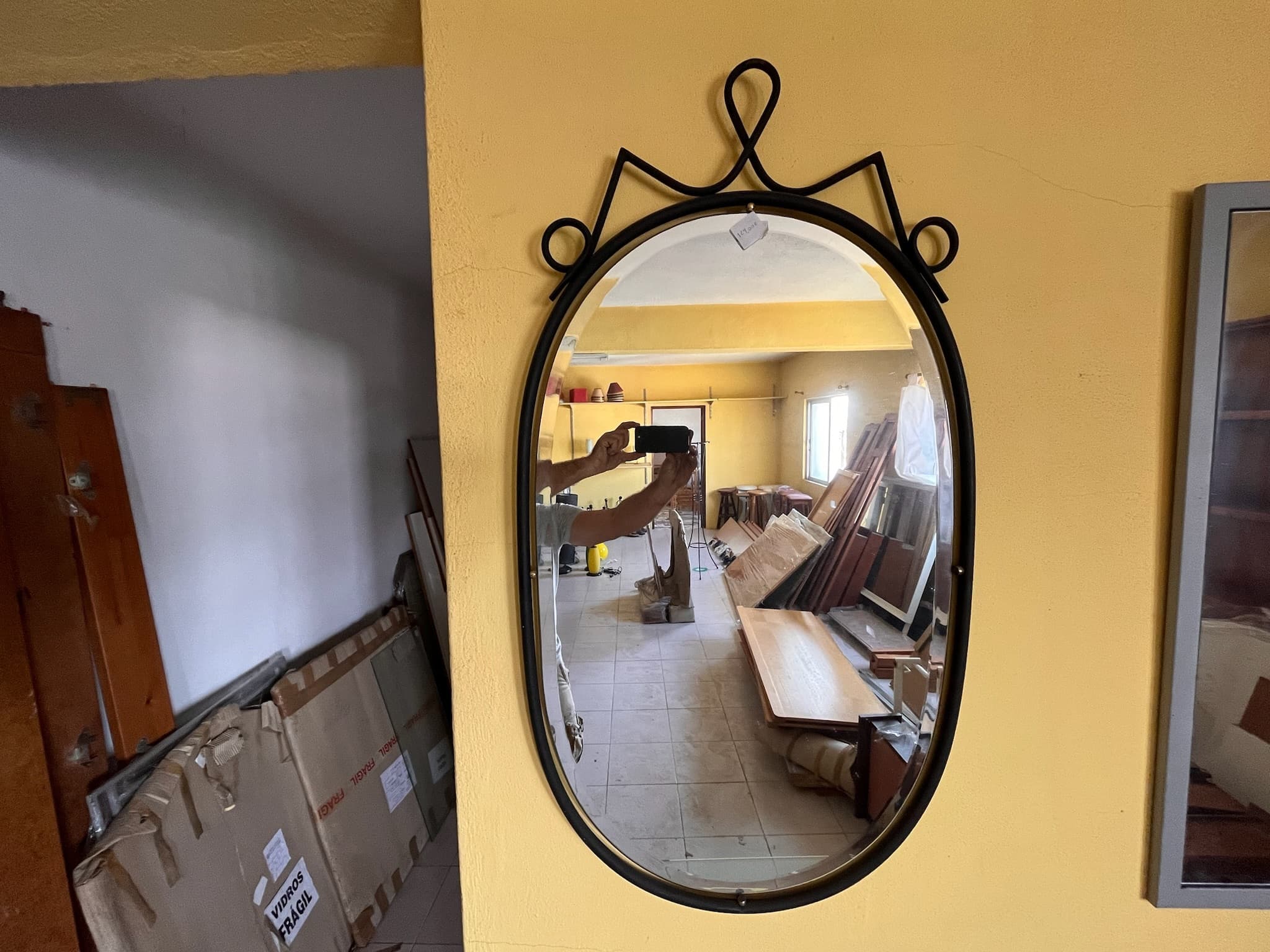 Mirror with iron frame