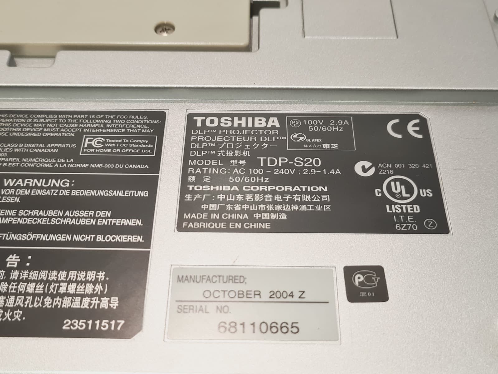 Projetor Toshiba TDP-S20 — imagem 14