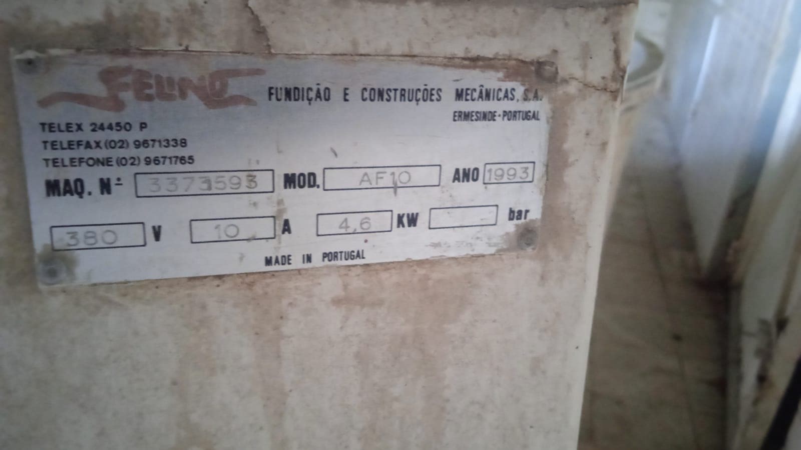 Amassadeira industrial Felino AF10 · Ano 1993