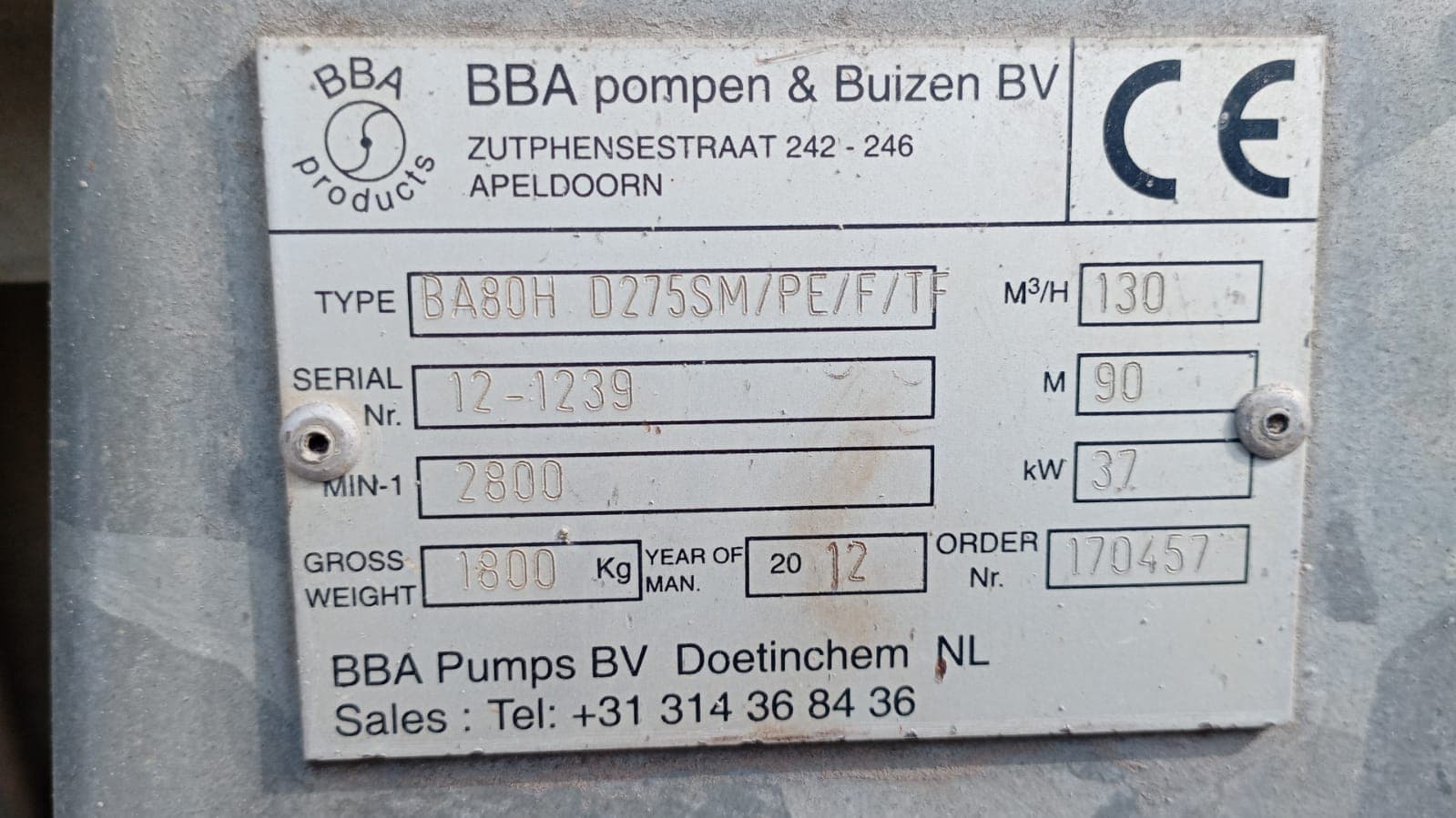 Bomba de água - BBA/BA80H D275SM/PE/F/TF — imagem 2