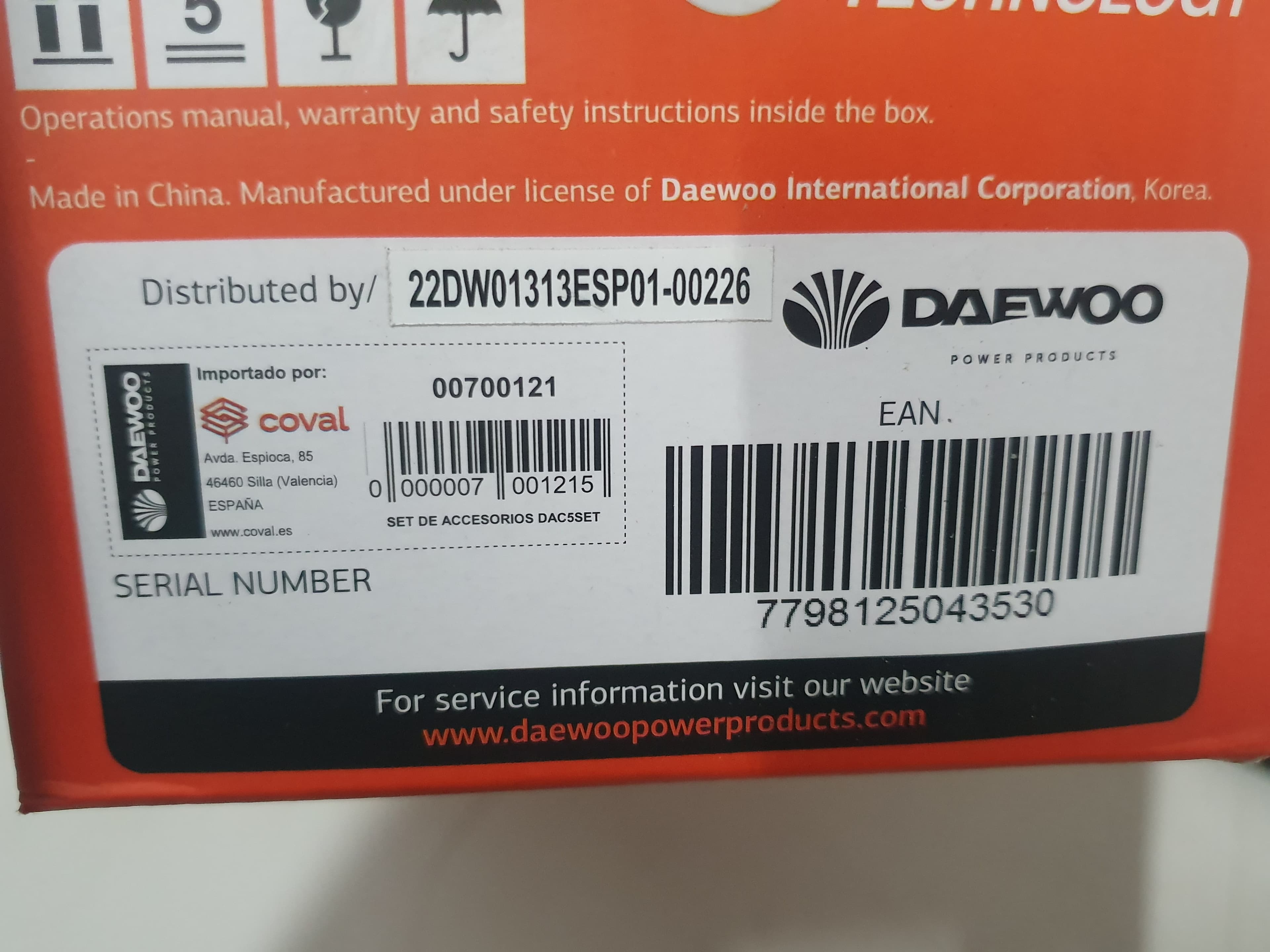 Kit 5 peças compressor ar Daewoo DAC5SET — image 7