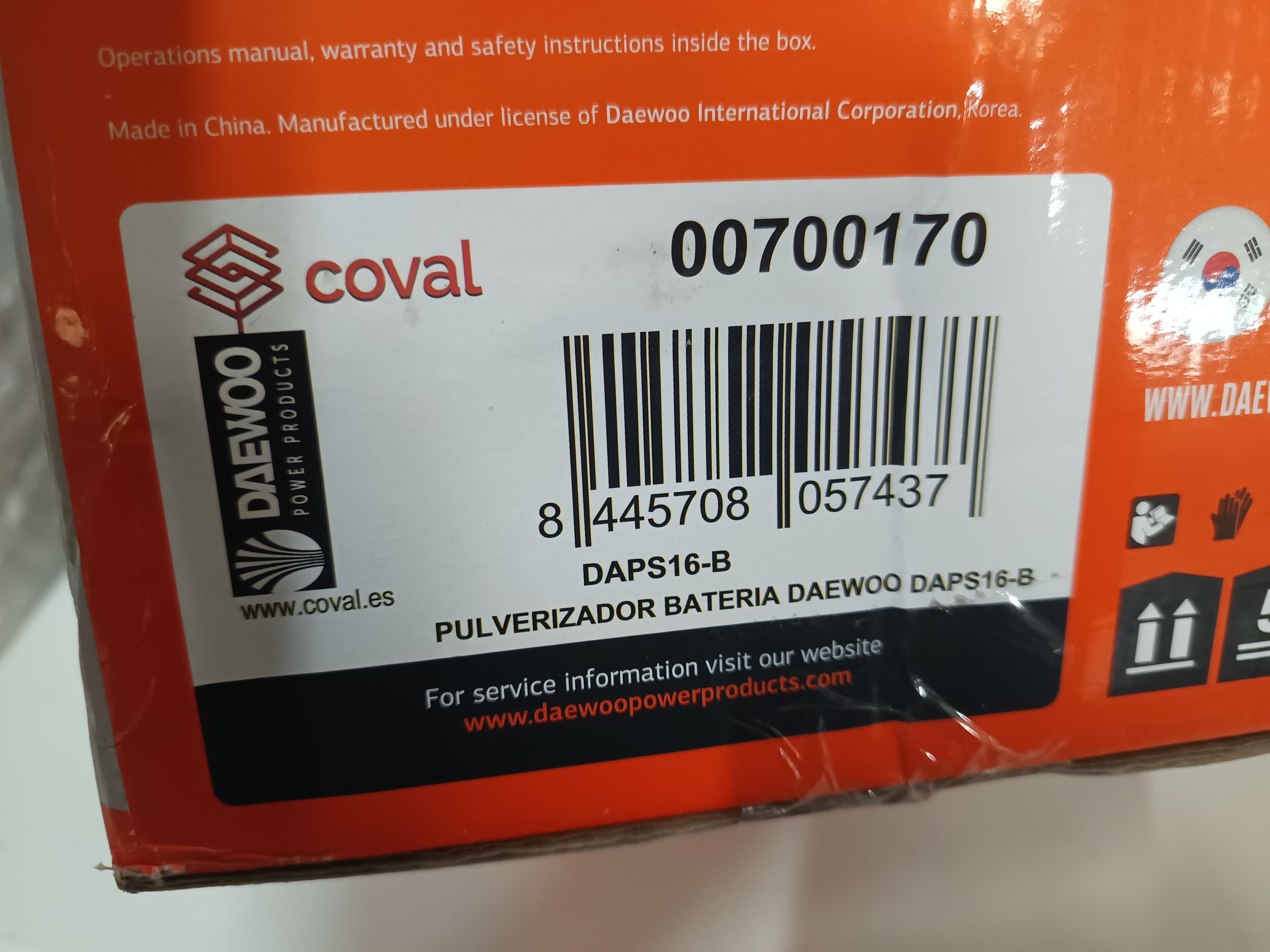 Pulverizador a bateria 16 L Daewoo — imagen 6