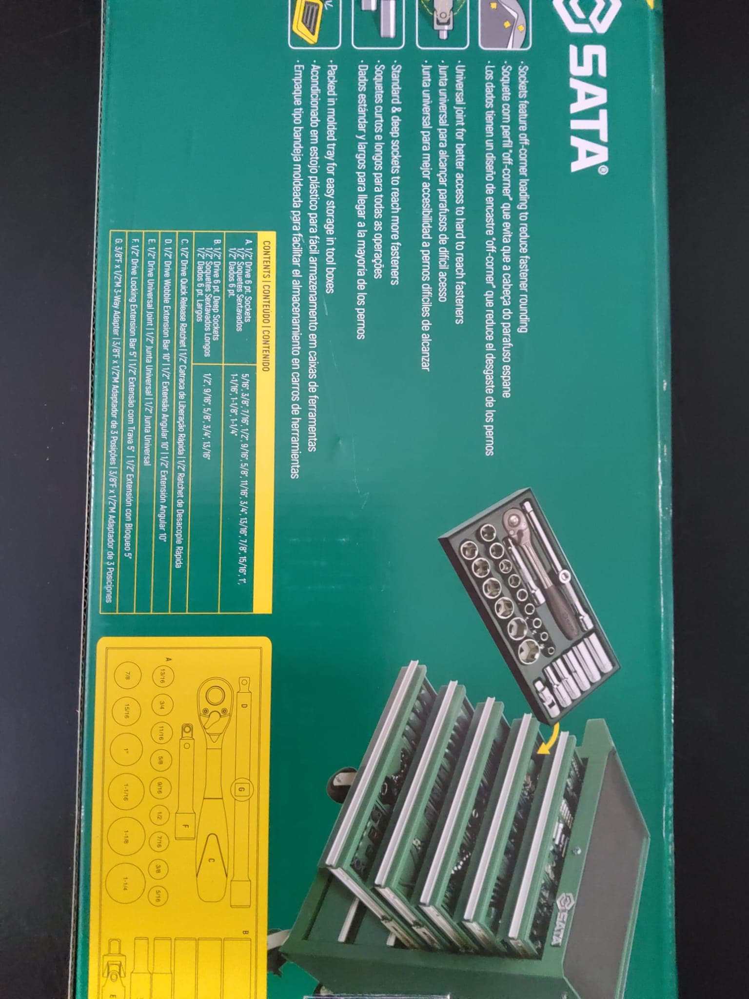 TABULEIRO DE 25 PEÇAS EM POLEGADAS (SAE) 6 PONTOS - ACIONAMENTO DE 1/2" — imagem 3
