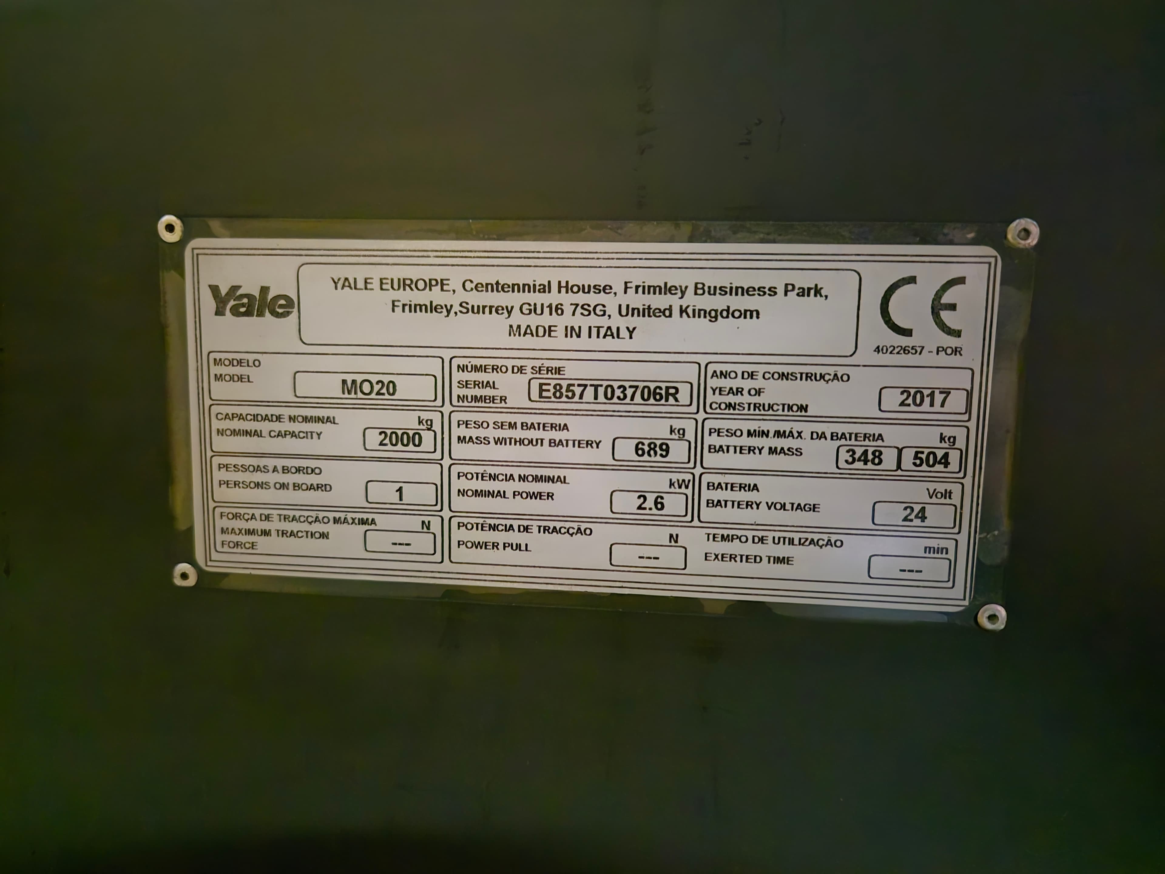 Porta-Paletes Yale MO20 — imagen 17