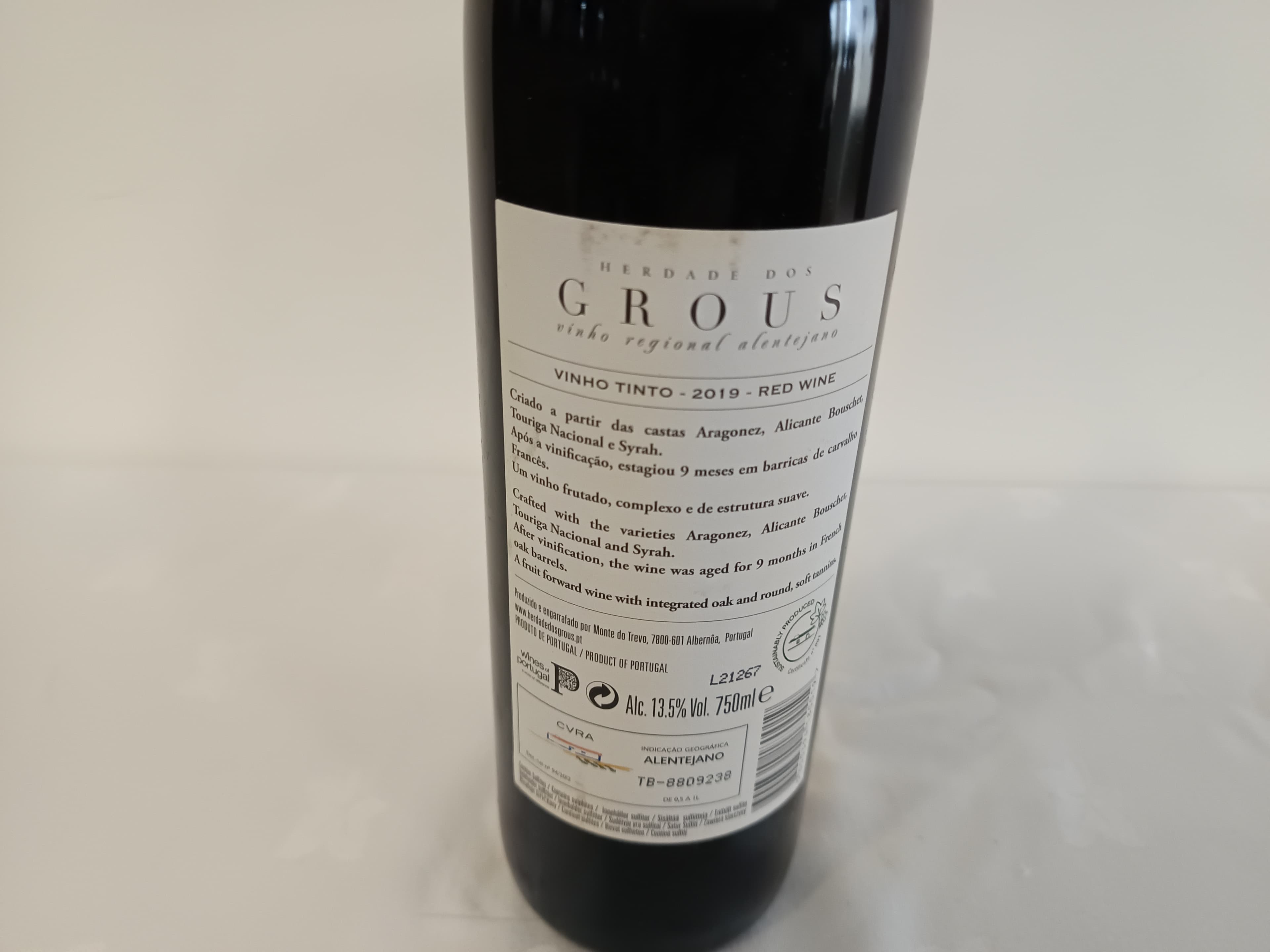 Garrafa de vinho tinto Herdade dos Grous 2019 — imagem 4
