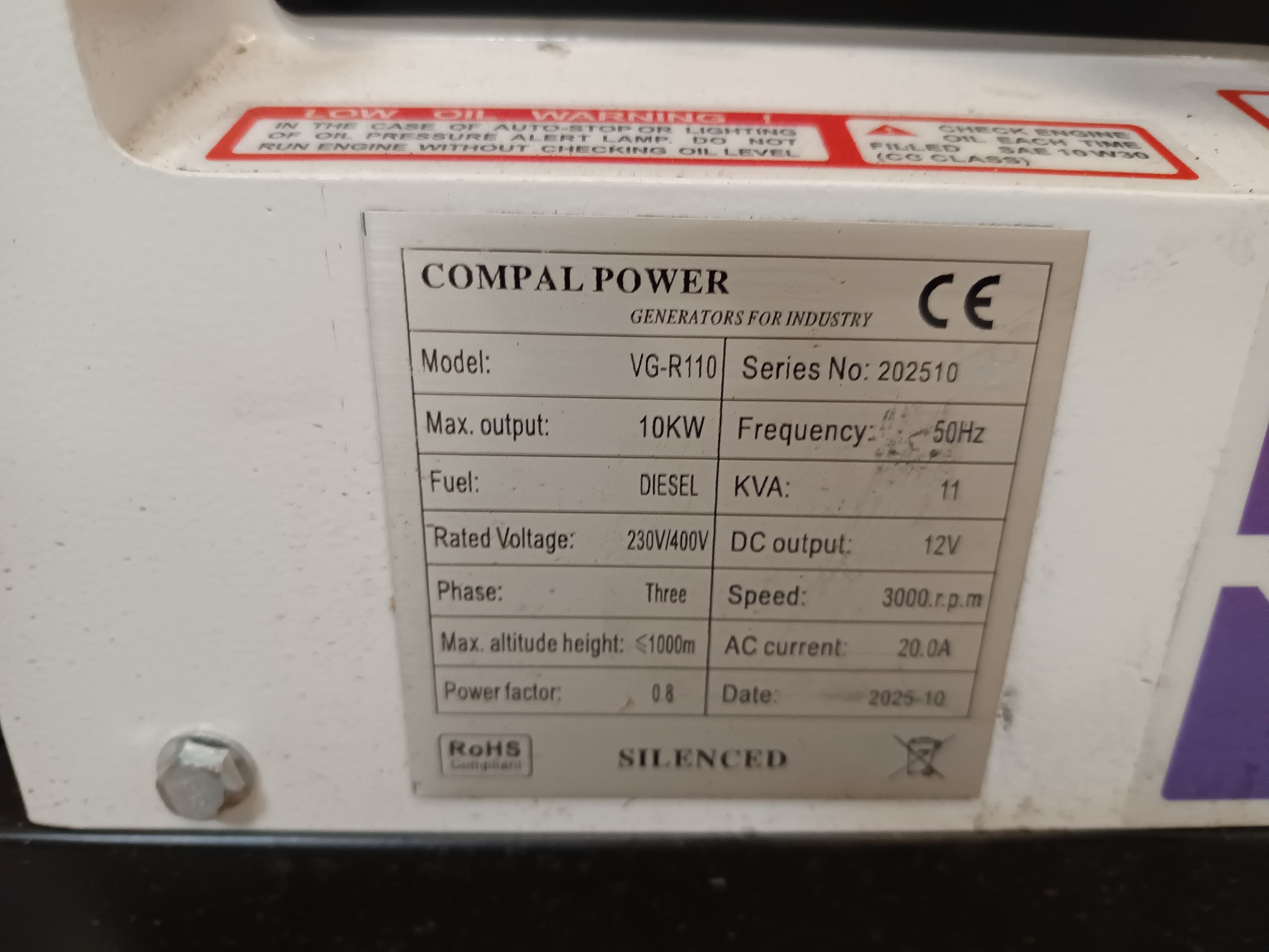 Gerador Compal VG-R110 · Ano 2025 — imagem 9