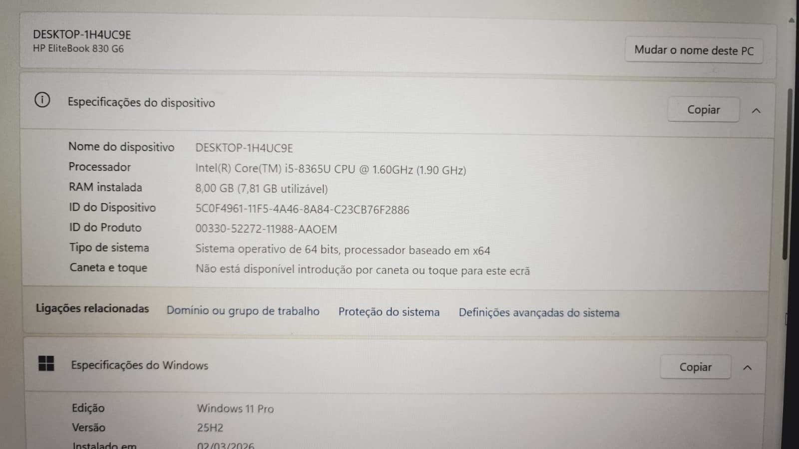 Computador portátil HP EliteBook 830 G6 — imagem 8