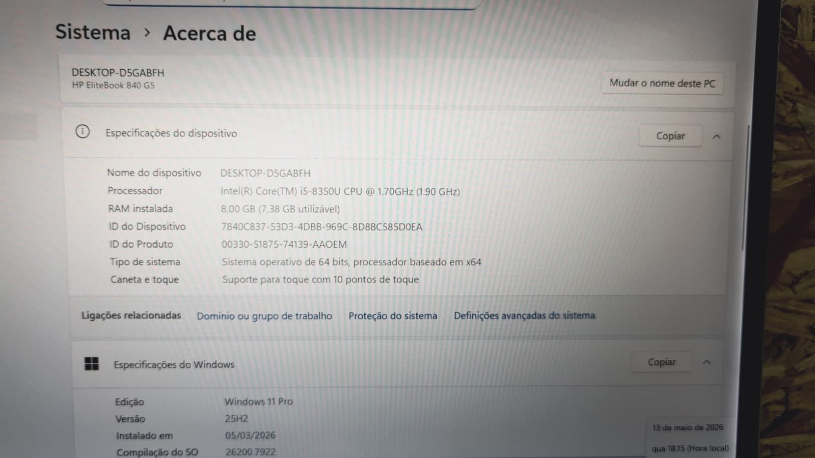 Computador portátil HP EliteBook 840 G5 — imagem 10