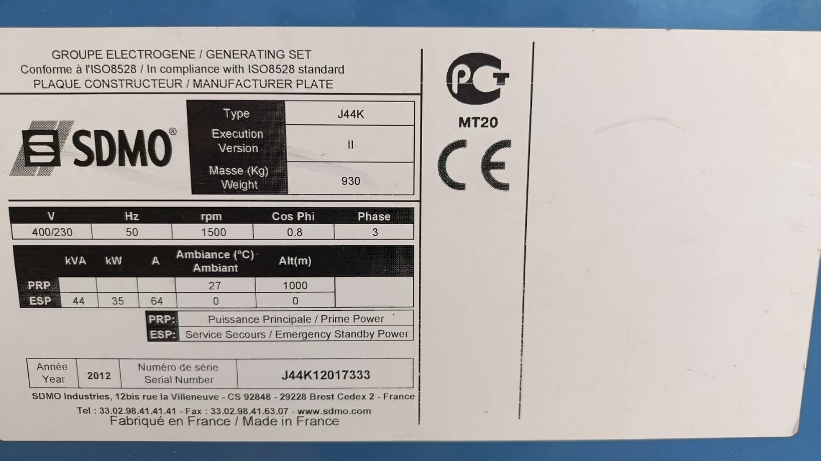 Gerador SDMO J44K - 2012 — imagen 3