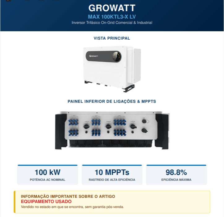 GROWATT MAX 100KTL3-X LV Inversor Trifásico — imagem 7