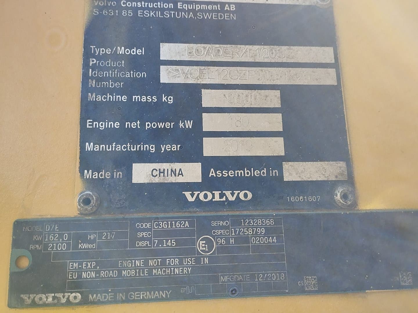 Wheel loader — Volvo L120G — 2019 — image 3