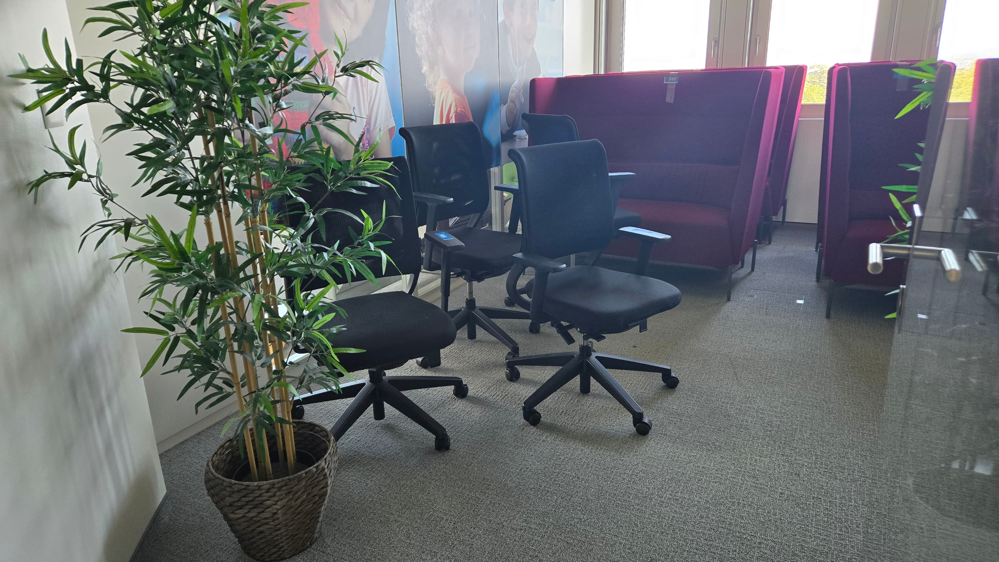 Salon d’attente décoratif avec mobilier et plantes